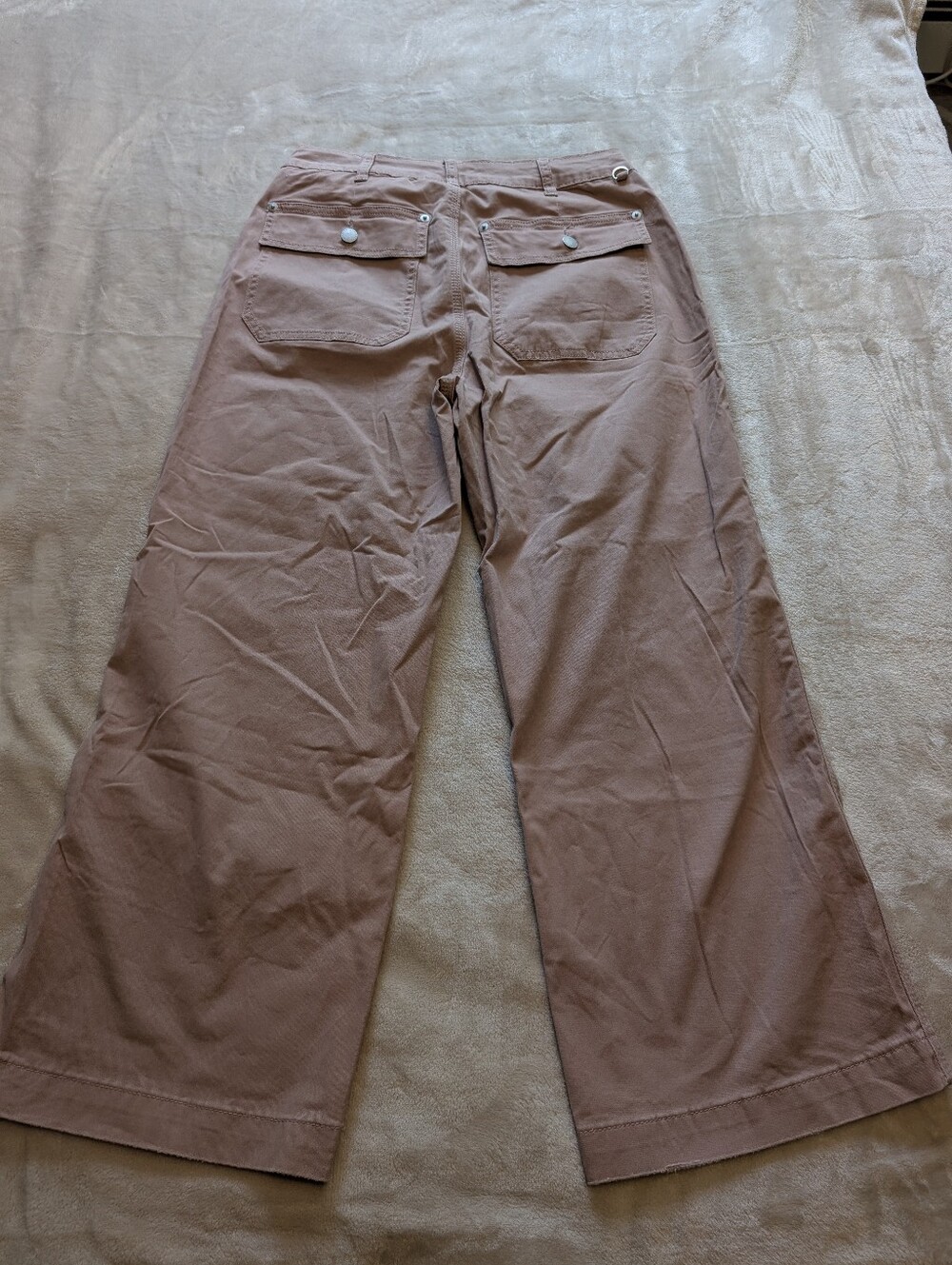 Flamingals Mid Waist Wide Leg Pink Pants Raw Hem NWT Medium - Picture 6 of 8